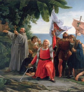 Le premier débarquement de Christophe Colomb (1450-1506) en Amérique, 1862 - Dioscoro Teofilo Puebla Tolin